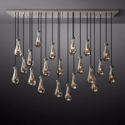 Raindrop Glass Rectangle Chandelier 72"