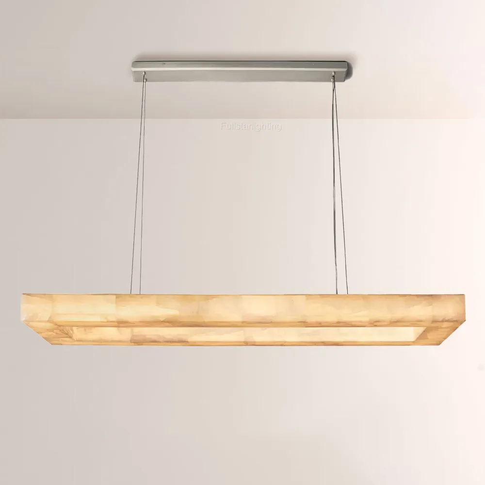 Erater Rectangular Calcite Chandelier 54"-Fullstarlighting