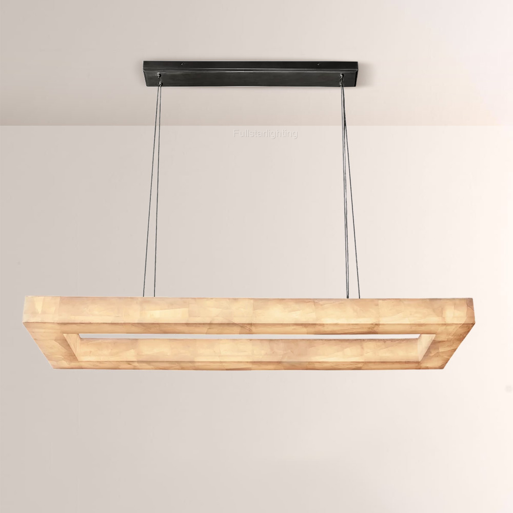 Erater Rectangular Calcite Chandelier 54"-Fullstarlighting