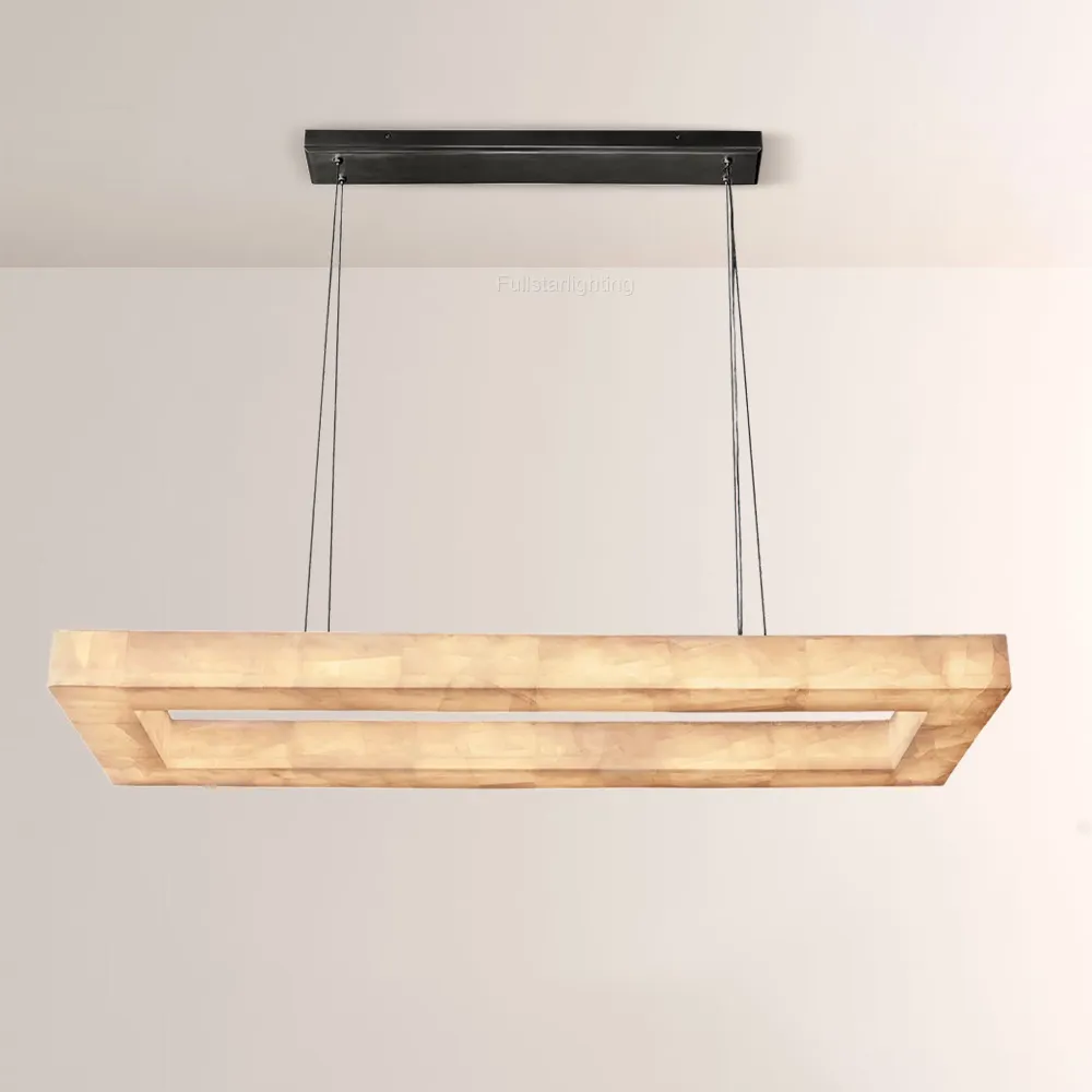 Erater Rectangular Calcite Chandelier 54"-Fullstarlighting