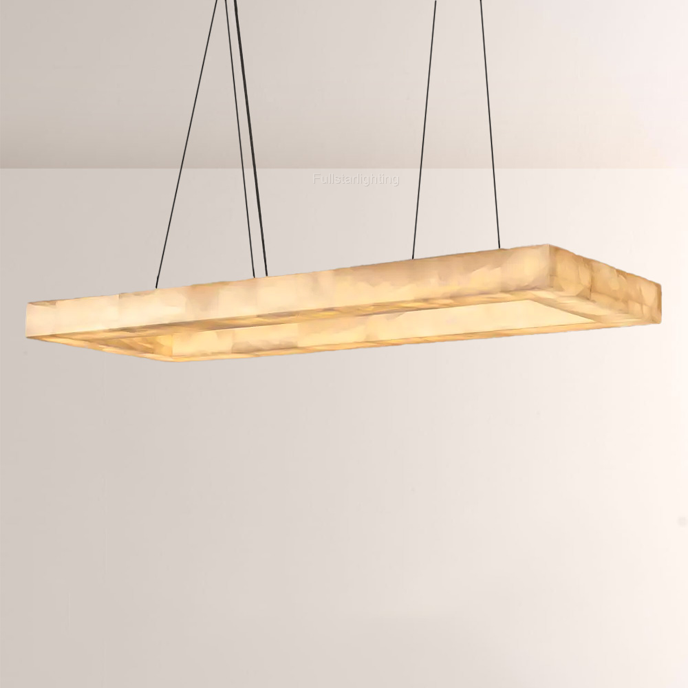 Erater Rectangular Calcite Chandelier 54"-Fullstarlighting