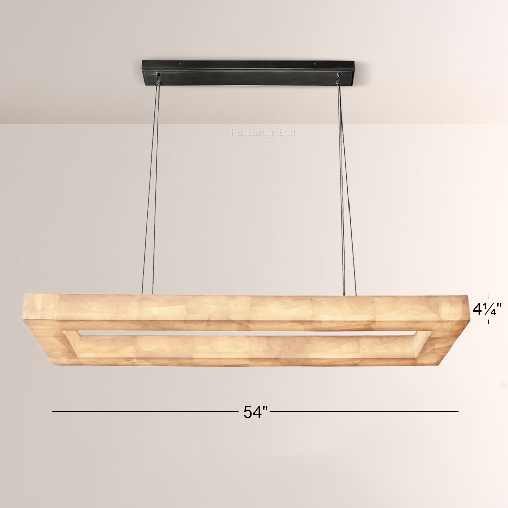 Erater Rectangular Calcite Chandelier 54"-Fullstarlighting