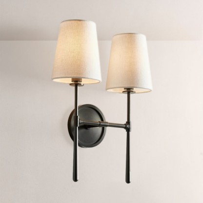 Rhodes 2-Light Linen Wall Sconce For Bedroom-Fullstarlighting