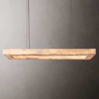 Richel Rectangular Calcite Chandelier 54"-Fullstarlighting