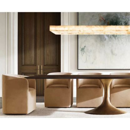 Richel Rectangular Calcite Chandelier 54"-Fullstarlighting