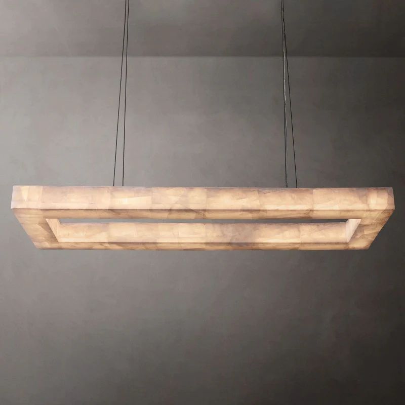 Richel Rectangular Calcite Chandelier 54"-Fullstarlighting