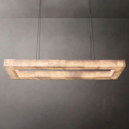 Richel Rectangular Calcite Chandelier 54"-Fullstarlighting