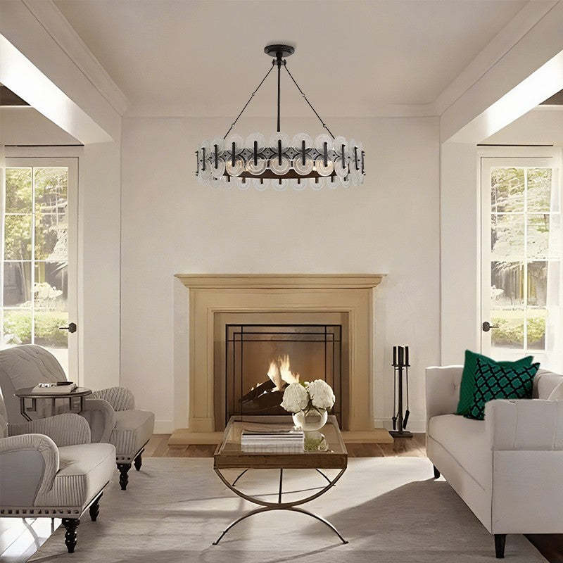 Ronyta Glass Round Chandelier 31"-Fullstarlighting