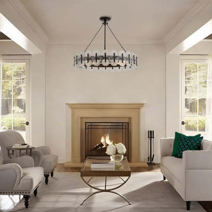Ronyta Glass Round Chandelier 31"-Fullstarlighting