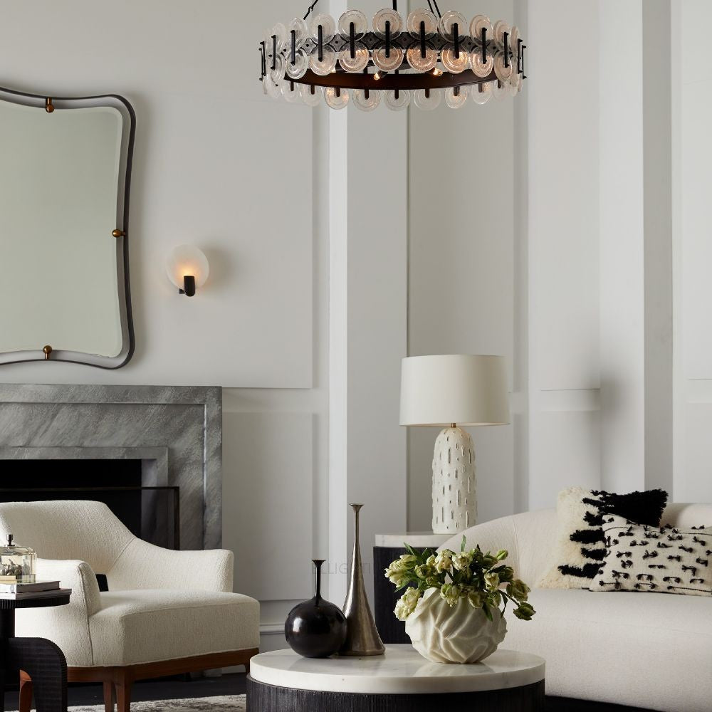 Ronyta Glass Round Chandelier 31"-Fullstarlighting