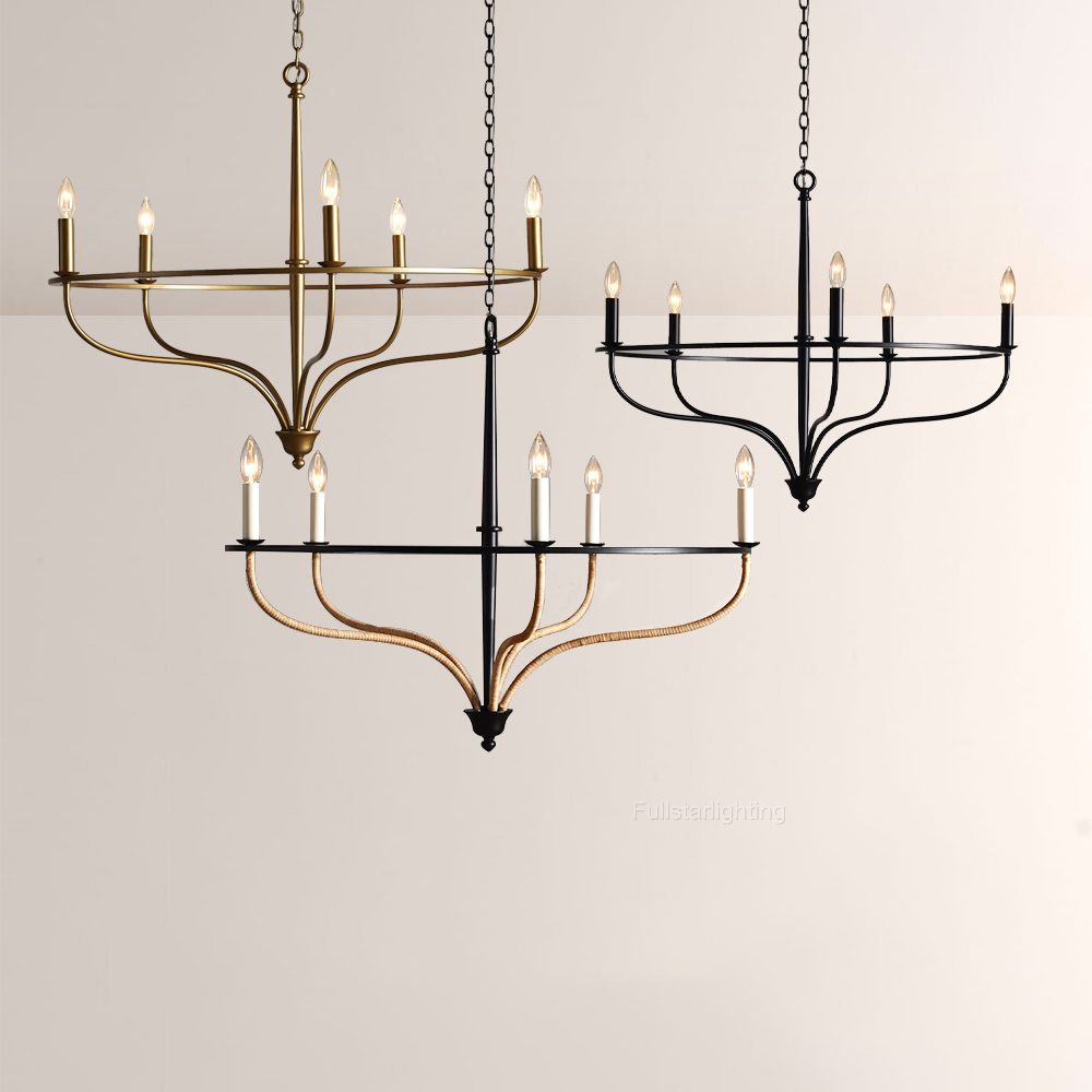 Rosalind Rattan Chandelier in Black-Fullstarlighting