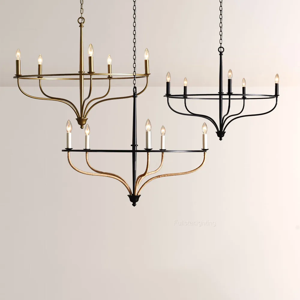 Rosalind Rattan Chandelier in Black-Fullstarlighting