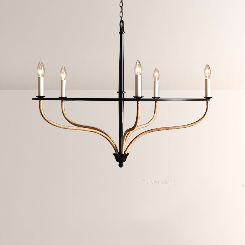 Rosalind Rattan Chandelier in Black