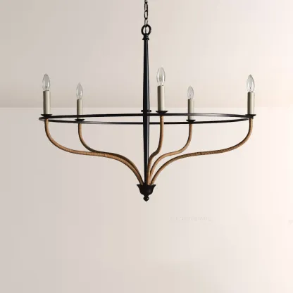 Rosalind Rattan Chandelier in Black-Fullstarlighting