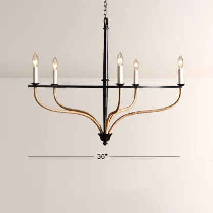 Rosalind Rattan Chandelier in Black-Fullstarlighting