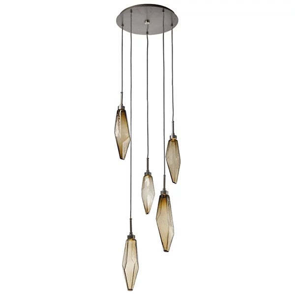 Rock Crystal Round Multi Light LED Pendant