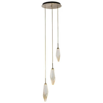 Rock Crystal Round Multi Light LED Pendant-Fullstarlighting
