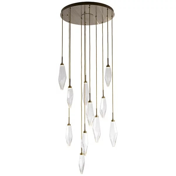 Rock Crystal Round Multi Light LED Pendant-Fullstarlighting