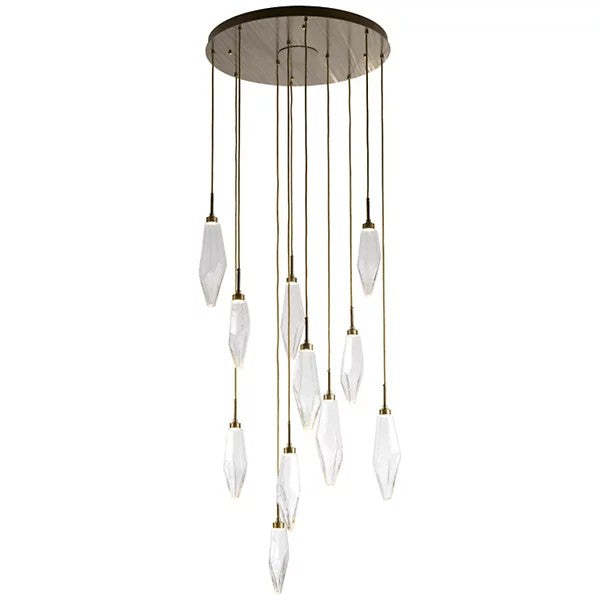 Rock Crystal Round Multi Light LED Pendant