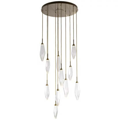 Rock Crystal Round Multi Light LED Pendant-Fullstarlighting