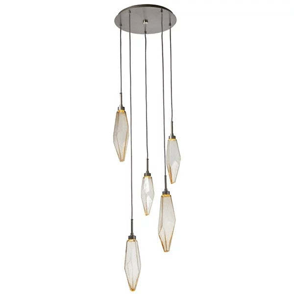 Rock Crystal Round Multi Light LED Pendant-Fullstarlighting