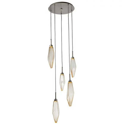 Rock Crystal Round Multi Light LED Pendant-Fullstarlighting