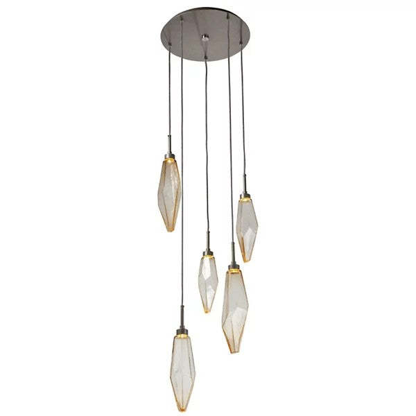 Rock Crystal Round Multi Light LED Pendant