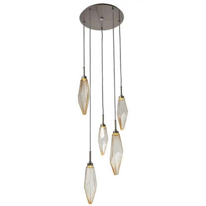 Rock Crystal Round Multi Light LED Pendant-Fullstarlighting