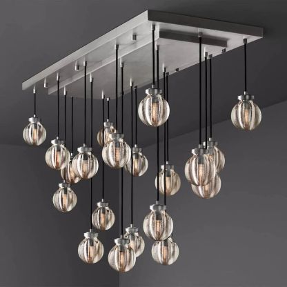 Pearl Spherical Modern Rectangular Chandelier 54”-Fullstarlighting