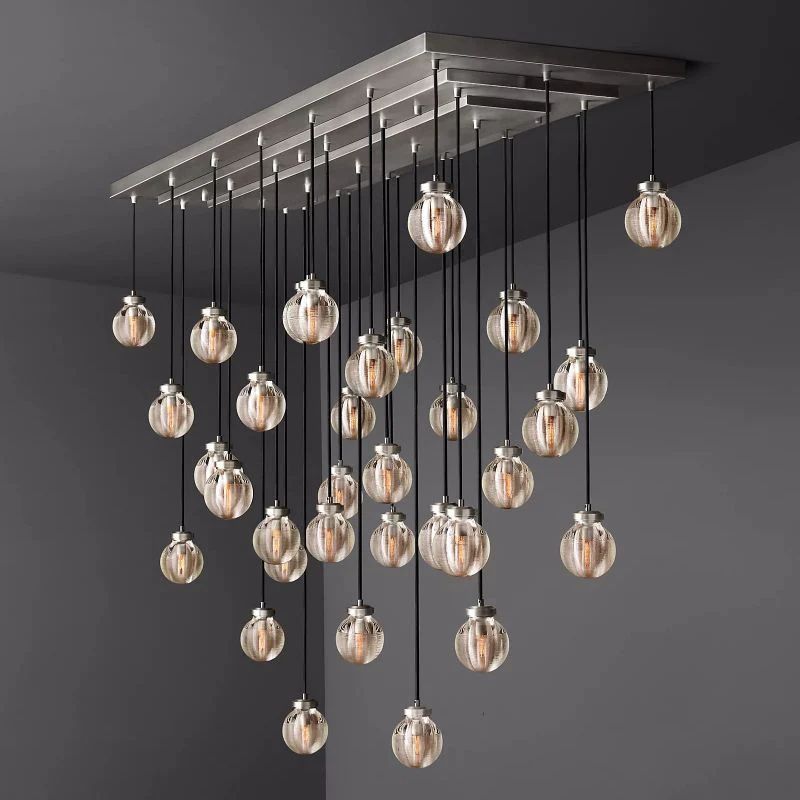 Pearl Spherical Modern Rectangular Chandelier 72”