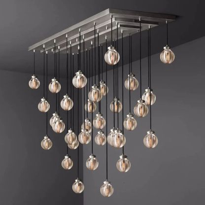 Pearl Spherical Modern Rectangular Chandelier 72"-Fullstarlighting