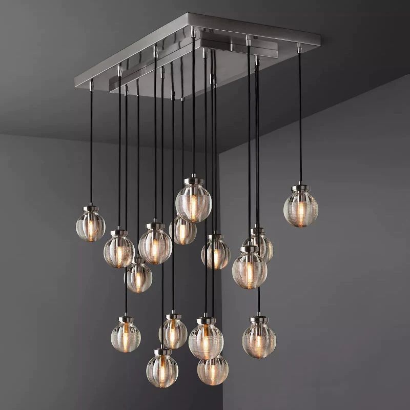 Pearl Spherical Modern Rectangular Chandelier 36”-Fullstarlighting