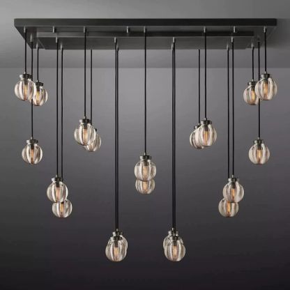Pearl Spherical Modern Rectangular Chandelier 54”-Fullstarlighting