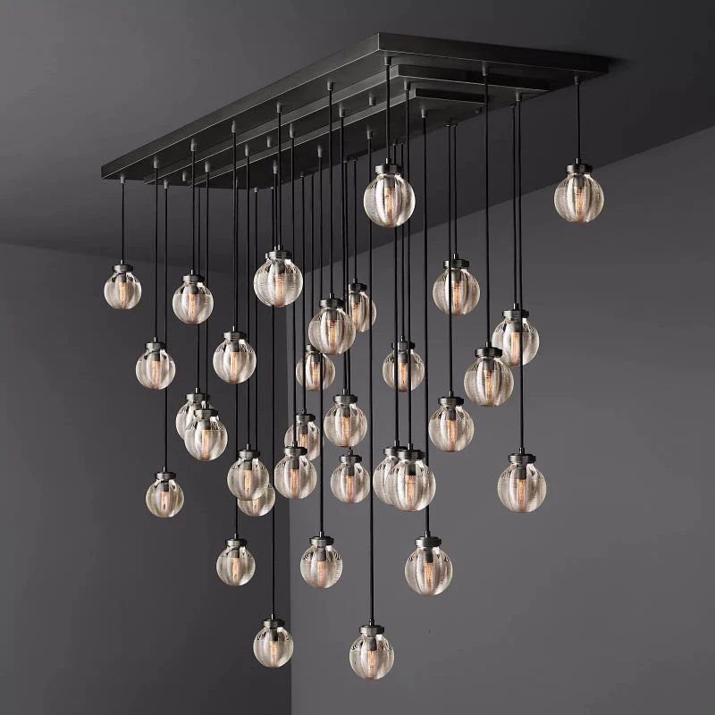 Pearl Spherical Modern Rectangular Chandelier 72”