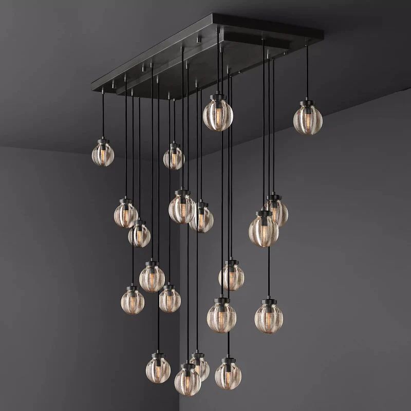 Pearl Spherical Modern Rectangular Chandelier 54”-Fullstarlighting