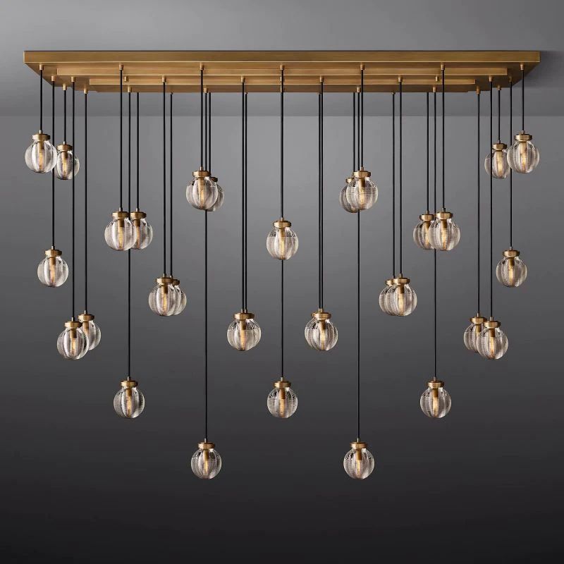 Pearl Spherical Modern Rectangular Chandelier 72”