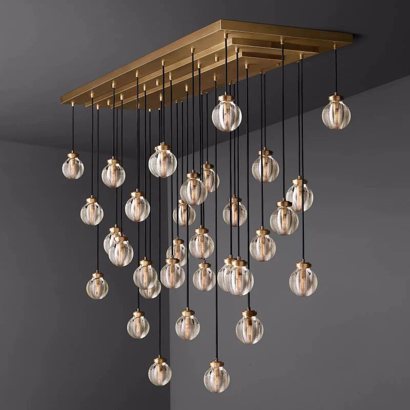 Pearl Spherical Modern Rectangular Chandelier 72”