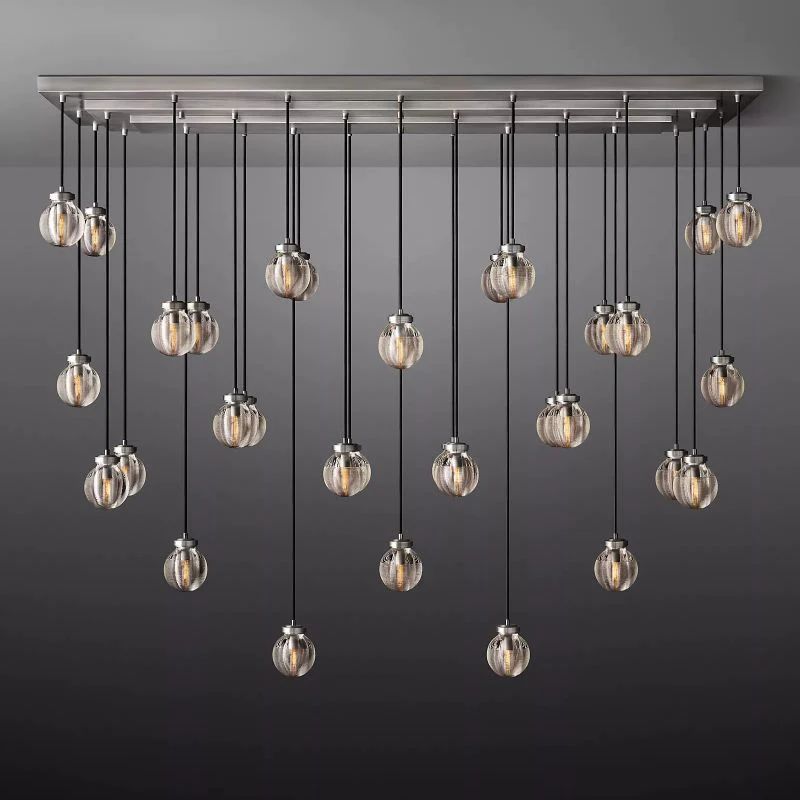 Pearl Spherical Modern Rectangular Chandelier 72”