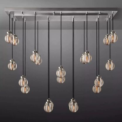 Pearl Spherical Modern Rectangular Chandelier 54”-Fullstarlighting