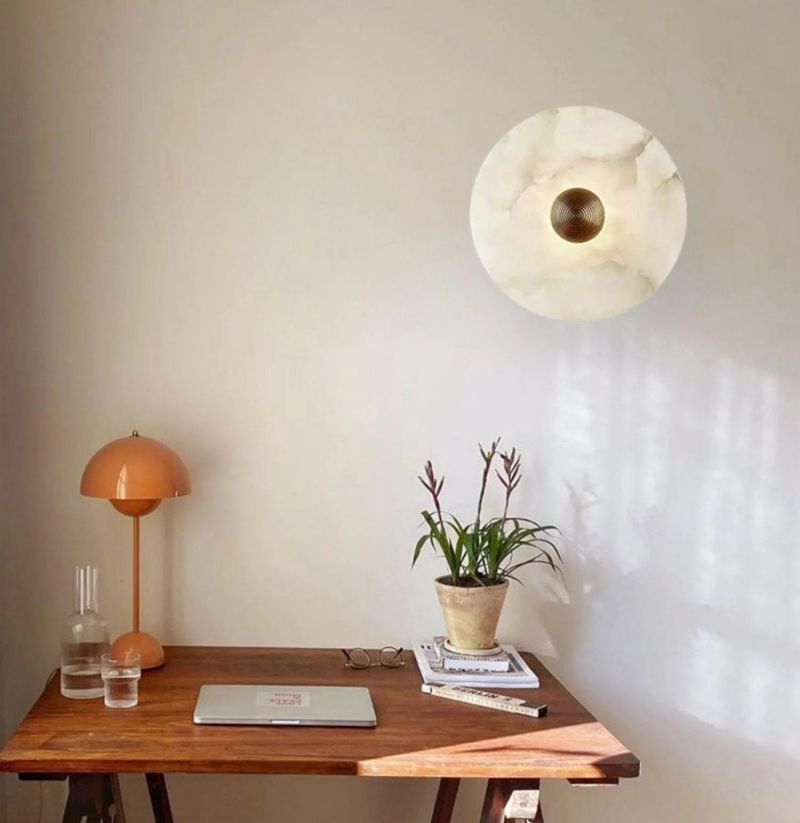 Round Alabaster Wall Sconce-Fullstarlighting