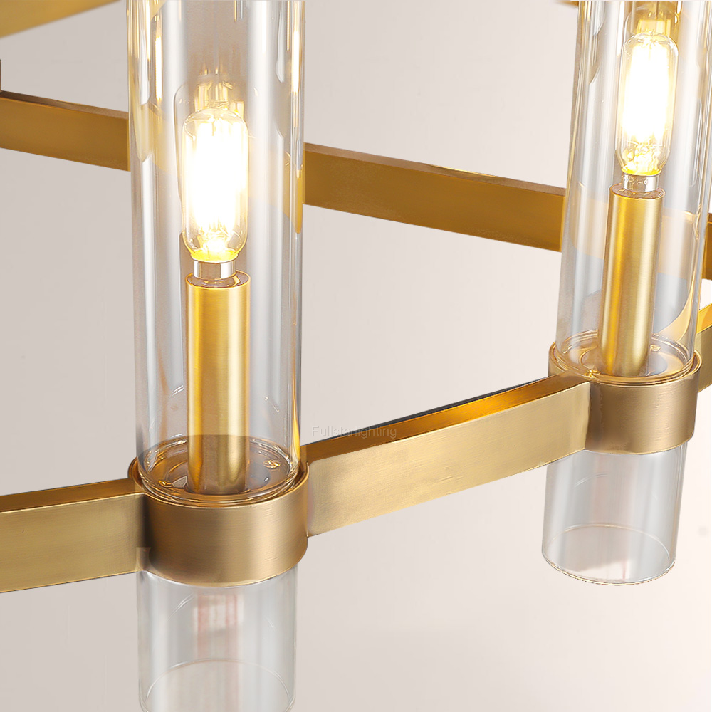 Rachel Round Brass Glass Cylinder Chandelier 60″-Fullstarlighting