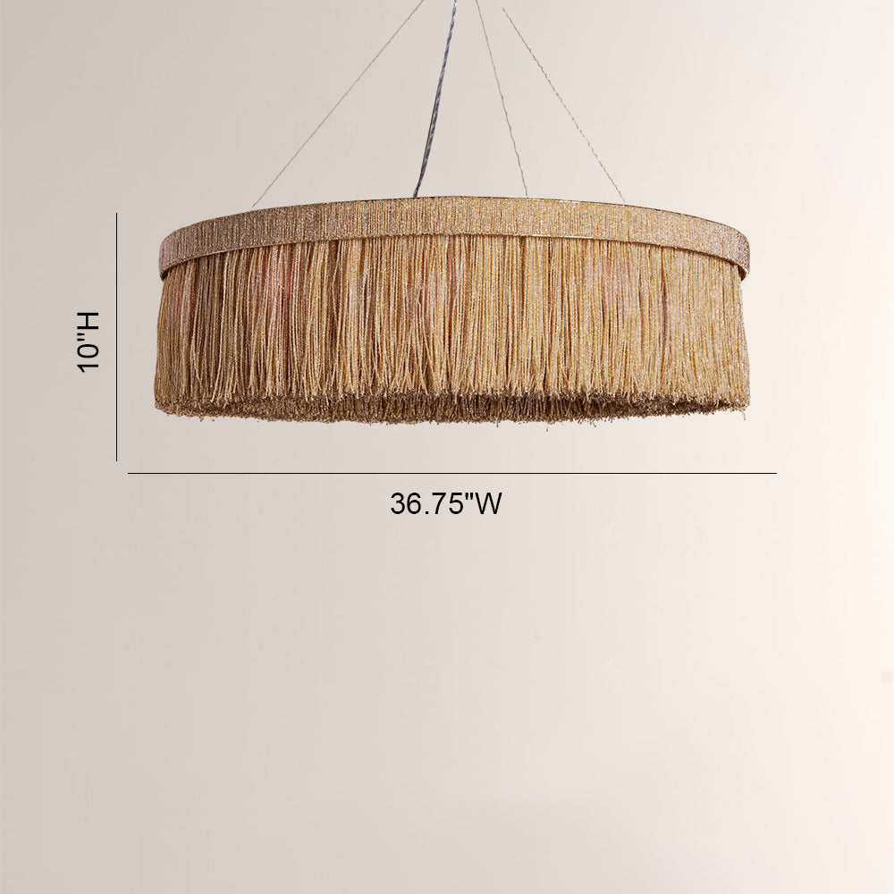Rowan Jute Fringe Round Chandelier-Fullstarlighting
