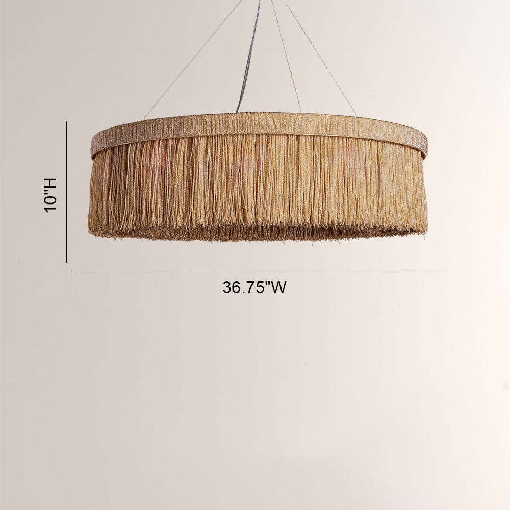 Rowan Jute Fringe Round Chandelier-Fullstarlighting
