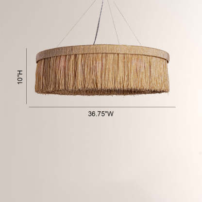 Rowan Jute Fringe Round Chandelier-Fullstarlighting