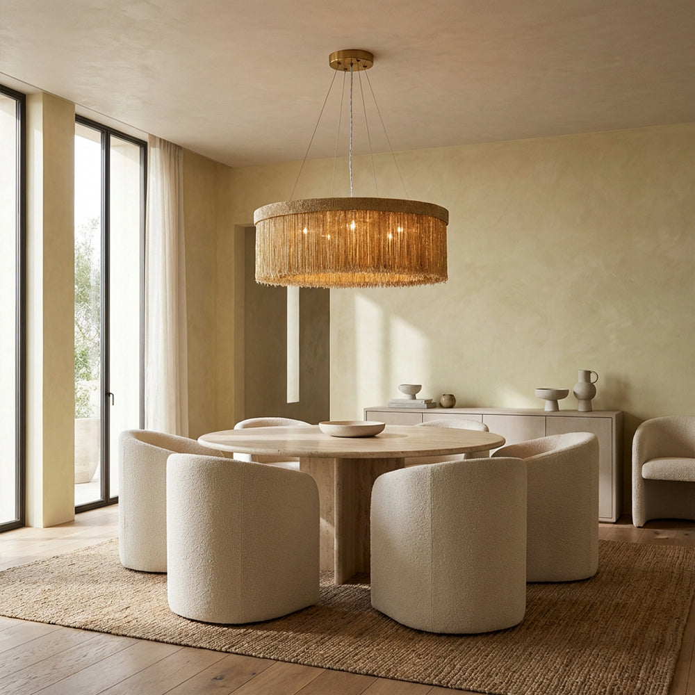Rowan Jute Fringe Round Chandelier-Fullstarlighting
