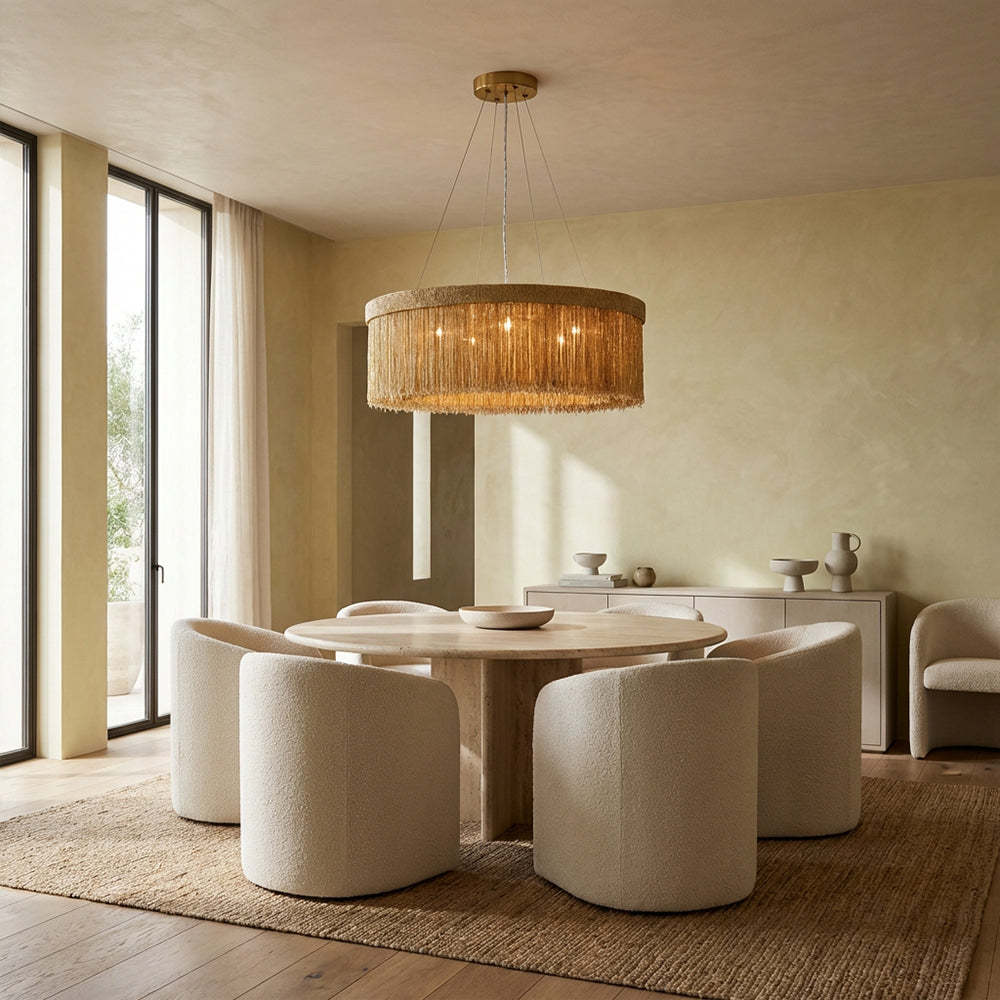 Rowan Jute Fringe Round Chandelier-Fullstarlighting