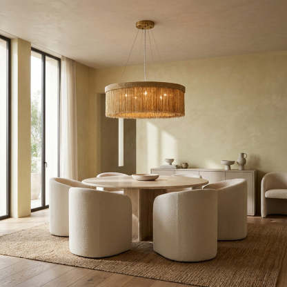 Rowan Jute Fringe Round Chandelier-Fullstarlighting