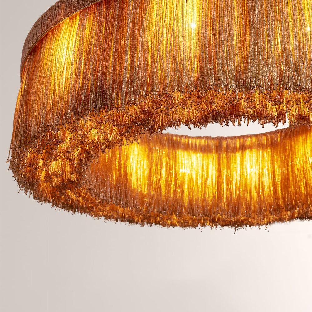 Rowan Jute Fringe Round Chandelier-Fullstarlighting