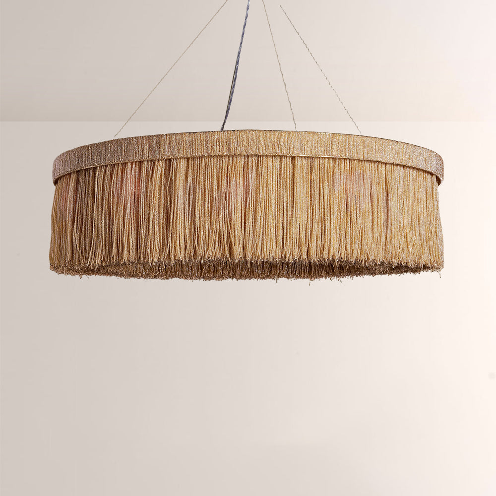 Rowan Jute Fringe Round Chandelier-Fullstarlighting