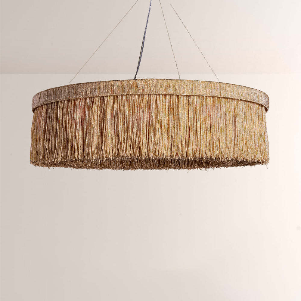Rowan Jute Fringe Round Chandelier-Fullstarlighting